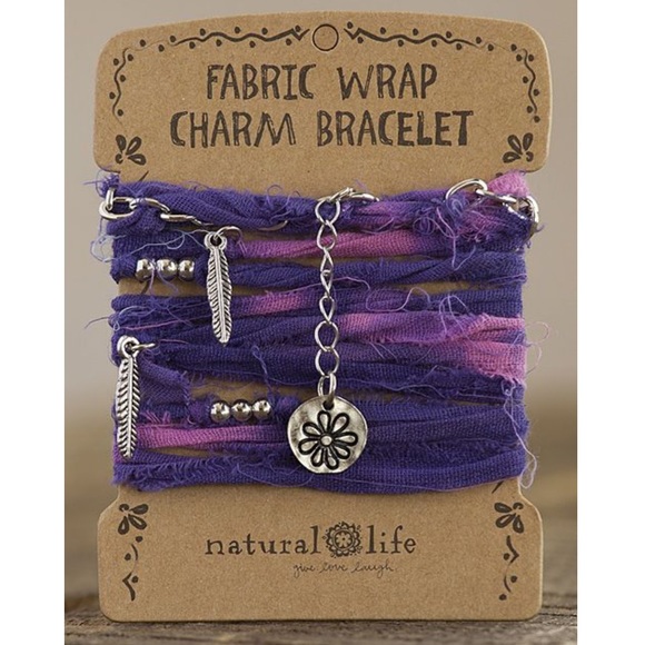 NATURAL LIFE Jewelry - 🆕Natural Life Purple Fabric Wrap Charm Bracelet